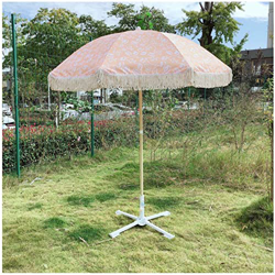 Sombrilla de moda, sombrilla de playa con flecos de 6.6 pies / 200 cm con inclinación, sombrilla de sombra de poste de acero de color de madera portát características