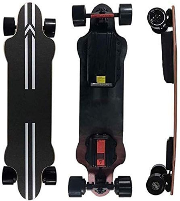 Monopatín eléctrico de 37 pulgadas, 25 MPH, motor dual de 1200 W, rango de 31 millas, longboard de arce de 8 capas con control remoto inalámbrico, par