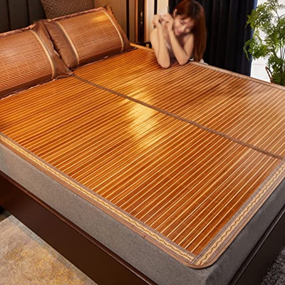 Estera de Bambú Dormir de Verano,Colchón de Bambú Colchoneta de Dormir Enfriamiento,Esterilla de Bambú Plegable Doble Cara,Transpirable Absorbe el Sud