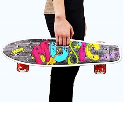 AIVYNA Tabla de patinaje de 22 pulgadas, mini crucero, patineta completa, Cool Longboard Street deportes al aire libre, para principiantes/niños/niñas