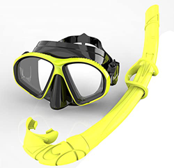Juego de máscara de esnórquel, diseño antivaho y antifugas, juego de esnórquel con máscara de buceo y esnórquel seco, buceo con visión amplia panorámi en oferta