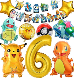 6 Años Globos Decoracion Niños Cumpleaños,Decoracion Cumpleaños Niño, Decoracion Fiesta 6 Cumpleaños,Pika-chu Helium Foil Balloons,Niños Cumpleaños Fi características