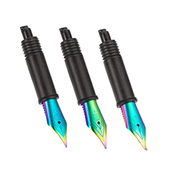 Juego de 3 plumas estilográficas Hongdian Rainbow Nibs (punta fina, extrafina y doblada) para Black Forest Serie 1850, 1851?6013, 517S y 517D características