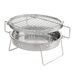 KJIUQ Parrilla de carbón portátil plegable redonda para barbacoa, mesa de barbacoa al aire libre de acero inoxidable ahumador para cocinar al aire lib características