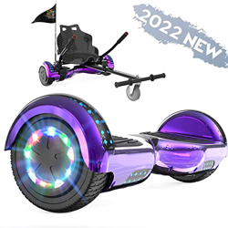 FUNDOT Hoverboards con Asiento,Hoverboards con Silla,hoverkart para Hoverboards 6.5 Pulgadas, Hoverboards con Hermosas Luces LED, Hoverboardss con Alt características