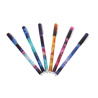 Mirnoadic Gel Ink Rollerball Pens Galaxy Diseño de Cielo Estrellado Pensas Gel Gel Tipo Tipo de boleta Pen 6pcs Suministro de bolígrafos de Tinta de G