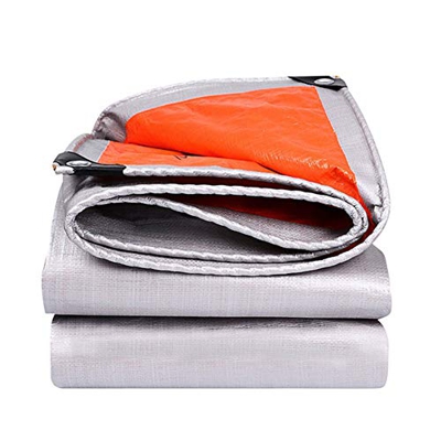 KAPOHU Lona de polietileno resistente de 160 g/m2, color naranja, color plateado, cubierta de terraza, cubierta trasera para proteger el coche, barco,