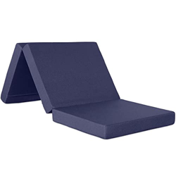 Ventadecolchones - Colchón Plegable con Cierre y Asa 135 x 190 x 10 cm con Espuma D25 extrafirme en Loneta Premium Azul para Furgonetas, de Viajes o p en oferta