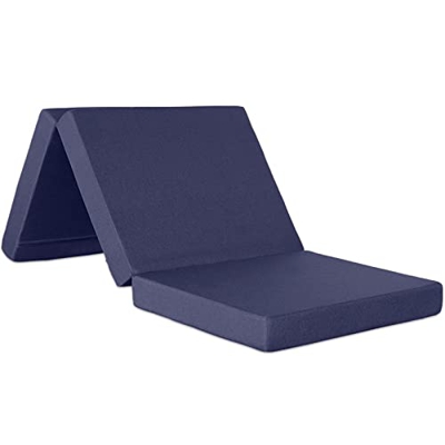 Ventadecolchones - Colchón Plegable con Cierre y Asa 135 x 190 x 10 cm con Espuma D25 extrafirme en Loneta Premium Azul para Furgonetas, de Viajes o p