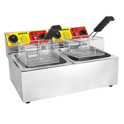 ZYFC Freidora Comercial con Cesta y Temporizador, Freidora de Acero Inoxidable con Olla de Aceite Extraíble Portátil y Control de Temperatura para Uso en oferta