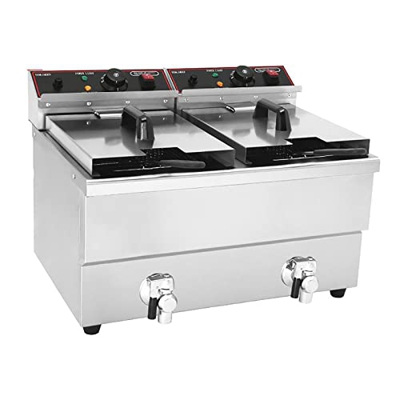 ZYFC Freidora Comercial, Freidoras con Cesta y Tapas, Limitador de Temperatura, Sonda de Temperatura Dual y Diseño de Válvula de Drenaje de Aceite, pa