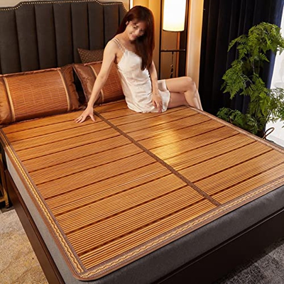 NIANXINN Estera de Dormir de Verano,Colchoneta de Bambú Plegable,Colchón de Refrigeración,Uso de Doble Cara,Dormitorio Hogar Cama Doble Individual par