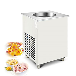 Máquina para Hacer Rollos De Helado Frito Comercial, Máquina para Hacer Rollos De Helado Eléctrica Yogur Congelado De Una Sola Bandeja Redonda, Descon características