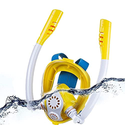 Snorkel de cara completa Máscara de esnórquel de cara completa Respiración segura Máscara de buceo panorámica de 180 ° con sistema superior seco Tubos en oferta
