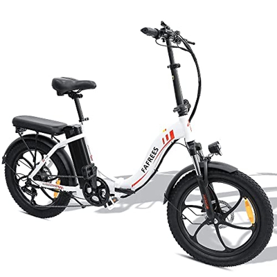 [Oficial] Fafrees F20 Bicicleta eléctrica, Bicicleta de montaña eléctrica de 20 Pulgadas para Adultos, Motor de 250W, 15Ah Batería, 25 km/h, Blanco