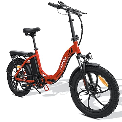 [Oficial] Fafrees F20 Bicicleta eléctrica, Bicicleta de montaña eléctrica de 20 Pulgadas para Adultos, Motor de 250W, 15Ah Batterly, 25 km/h, Rojo