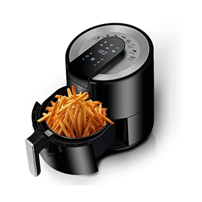 QARNBERG freidora Negra multifunción sin Aceite 5.5L Gran Capacidad Air Smart Chip Maker 1500W 360° Ciclo térmico con función de deshielo L29×H 34CM