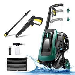 COOCHEER Limpiador de Alta presión con Boquilla 3 en 1, Boquilla de Espuma, Pistola de Alta presión, Manguera de 5 m, Cable de 5 m, 1800 W, presión: 1 en oferta
