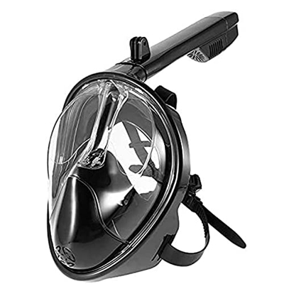 Máscara de esnórquel de silicona de cara completa, Snorkel completamente seco panorámico de 180 ° Lente antivaho Uv400, sistema de respiración de agua