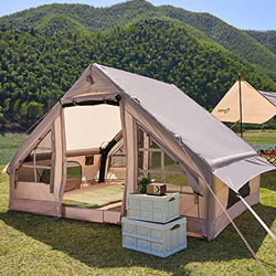 Carpa inflable grande engrosada Totalmente automática Resistente a la intemperie Carpa portátil de doble capa Adecuada para 6-10 personas Equipo de ca características