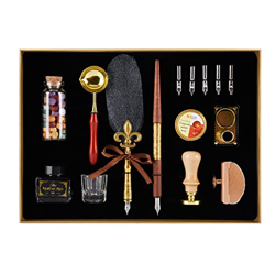 YGJD Pluma Feather Pen Set de Plumas de Plumas de Plumas Hechas a Mano Retro Bolígrafo de Pluma (Color : Black, Size : 29x21x4cm) características