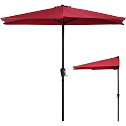 XFAK Sombrilla Semicircular 3m Sombrilla De Jardín Exterior Parasol Portátil Sombrilla Pared Media Luna Sombrilla De Terraza - Rojo características