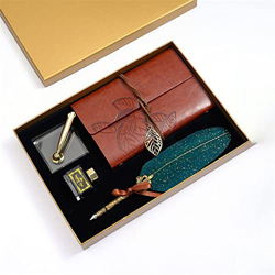 YGJD Pluma Feather Pen Pluma Juego de Pluma escribiendo Pluma de Tinta Pluma Pluma Bolígrafo de Pluma (Color : Verde, Size : 14.5x10.5x2cm) en oferta