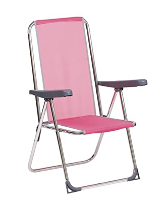 Silla Plegable Playa 5 Posiciones, Hamaca Plegable 5 Posiciones Playa, Silla Plegable Aluminio (Rosa)