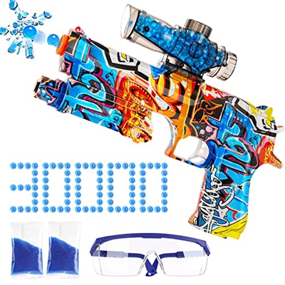 Innedu Gel Ball Blaster, Blaster de Bola de Gel eléctrico Águila del Desierto con 30000 Abalorios de Agua Gel y Gafas, Gel Blaster para Juegos de Tiro