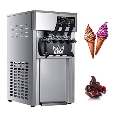 Máquina Comercial De Helado Suave, Máquina para Hacer Helados con Panel LCD Máquina para Hacer Helados con 3 Sabores Gran Capacidad Tolva De 2 * 3L