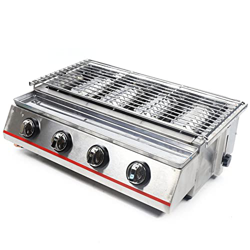 Barbacoa de gas de 4 llamas, de acero inoxidable, para camping, barbacoa, portátil, con altura ajustable, para 3-5 personas precio