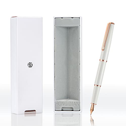 Pluma estilográfica personalizada Hong-Dian 920, punta extrafina chapada en oro rosa y ribete con caja de regalo, grabado con su nombre características