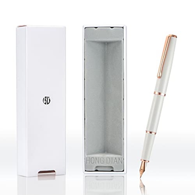 Pluma estilográfica personalizada Hong-Dian 920, punta extrafina chapada en oro rosa y ribete con caja de regalo, grabado con su nombre