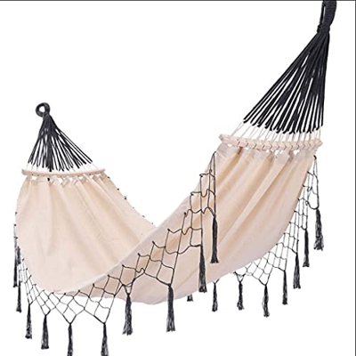 Hamaca De Lona Beige Jardín Al Aire Libre Borla Hamaca Brasileño Rame Tela Columpio Red Cama Gran Silla Colgante Tumbona para Playa, Patio, Porche, 20