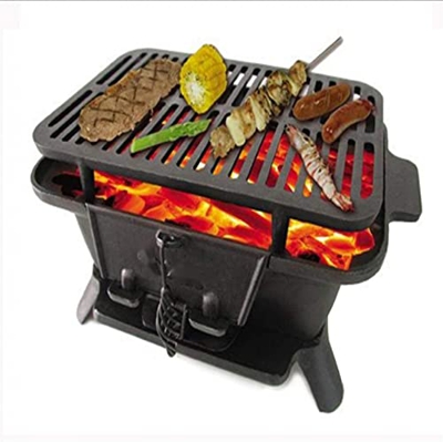 YEstge Cast Iron Sportsman's Grill, parrilla grande de estilo carbono, no destruye las proteínas de la barbacoa y ejerce el sabor fresco de la comida