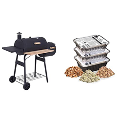 Outsunny Barbacoa de Carbón 3 en 1 Ahumador Parilla de Carbón Barbacoa de BBQ 124x53x104 cm con Termómetro + virutas de madera de olivo, naranjo y alm características