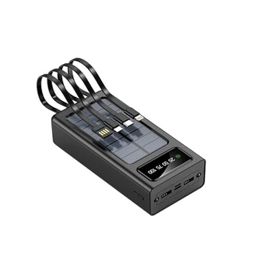 Qniceone Banco De EnergíA Solar Negro De 100000 Mah, Cargador PortáTil BateríA Externa De Carga RáPida para TeléFonos MóViles Tabletas Y Exteriores Bl