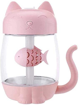 Xinduolei 3 en 1 350 ml Humidificador de Aire USB ultrasónico Humidificador Adorable de neblina Fresca con luz LED Ventilador USB para la Oficina en c