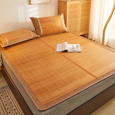 Colchoneta de Cama,Colchón Fresco Colchoneta de Dormir de Verano de Bambú Natural Plegable Almohadilla de Enfriamiento,Ropa de Cama Cool y Transpirabl