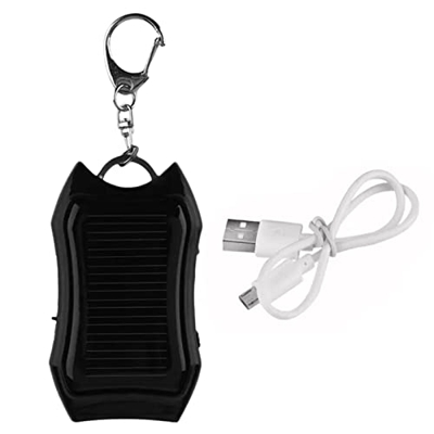 Moageme Llavero de banco de energía solar, 1500 mAh de gran capacidad con linterna LED, cargador portátil de teléfono, mini llavero para camping, send