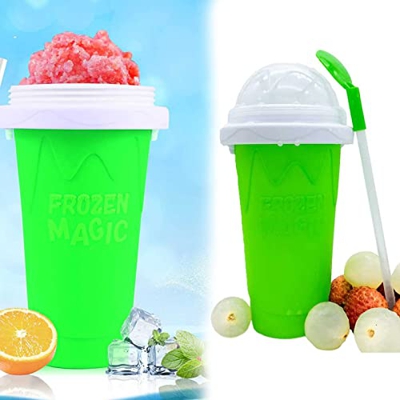 ZFHTAO Squeeze Cup Slushy Maker de Doble Capa, Quick Frozen Smoothie Cup Reutilizable Home Slush & Shake Maker con Cuchara y Cepillo de Limpieza, Rega