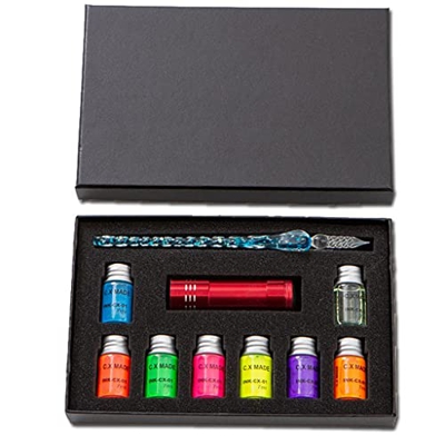 n/A Plaza DE Dip Cristal Y Conjunto DE Interior Fuente DE Cristal Fountain Tinta Fluorescente Tinta Transparente UV Lámpara Pintura Regalo Pluma Conju