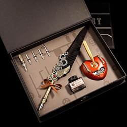 n/A Pluma Caja de Regalo Fuente Pluma Pluma Vintage Pen Set Fountain Pen Ink Set Fountain Pen Ink Office Supplies Tinta Bolígrafos for Escribir (Color precio