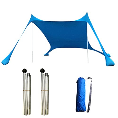 Junorstar Carpa de Playa Toldo de Carpa de Playa portátil con 2 Postes de Aluminio, Parasol de Playa portátil para 6-8 Personas, fácil instalación par