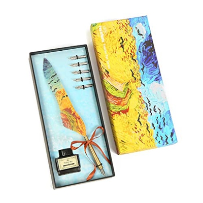 n/A Retro Pluma Pluma caligrafía Escribir Dip lápiz Pintura petróleo Estilo Pluma Pluma 5 Nib Caja de Regalo (Color : B)