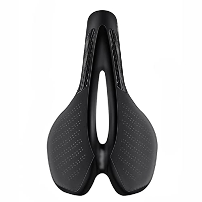 Rwlre Sillín de Bicicleta de Carreras, Sillín de Bicicleta de Carretera Asiento de Bicicleta MTB con luz Trasera de Advertencia Carga USB PU Cojín de 