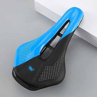 Rwlre Sillín de Bicicleta de Carreras, sillín de Bicicleta MTB Mountain Road Racing Bike Seat Soft PU Leather Hollow Cojín Transpirable Ciclismo Parte