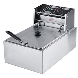 Jadeshay Freidora Freidora eléctrica de Acero Inoxidable de 6L con Cesta Uso Comercial en el hogar 220-240V Enchufe de la UE en oferta
