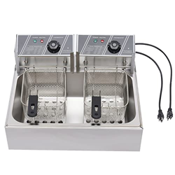 Freidora doble de aceite, 12 L, de acero inoxidable, profesional, para cocina, restaurante comercial en oferta