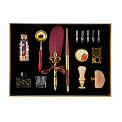 n/A Retro asperjado Oro Pluma Pluma Pluma Pluma Lujo Botella de Tinta caligrafía Escritura sumergir Agua Nib Pluma Pluma Regalo de cumpleaños Caja de  en oferta